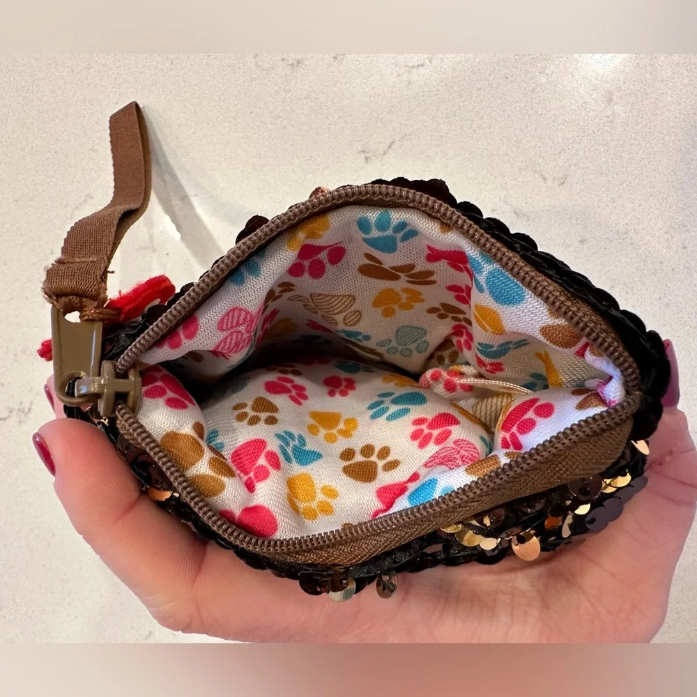 Ty Beanie Babies ‘Brutus’ Dog Brown Sequin Wristlet/Coin Purse
